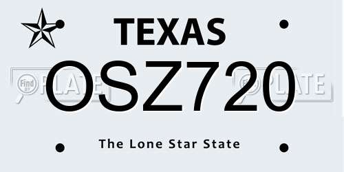 OSZ720 Texas License Plate