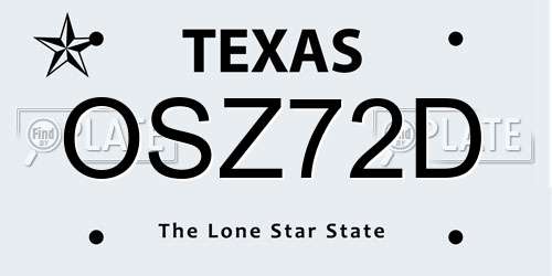 OSZ72D Texas License Plate