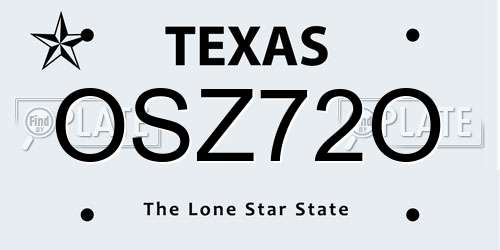 OSZ72O Texas License Plate