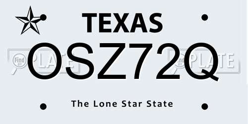 OSZ72Q Texas License Plate