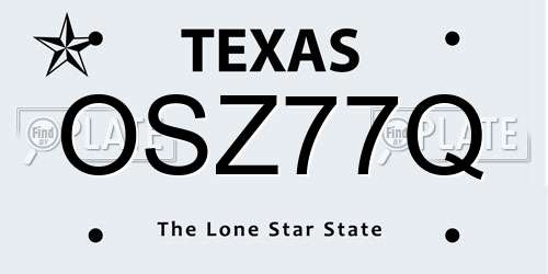 OSZ77Q Texas License Plate