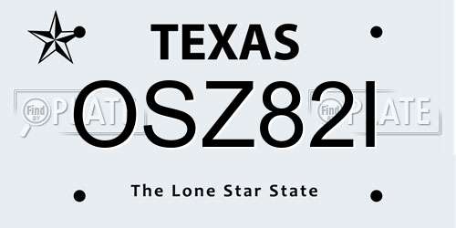 OSZ82I Texas License Plate