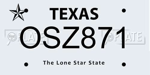 OSZ871 Texas License Plate