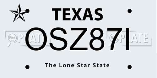 OSZ87I Texas License Plate
