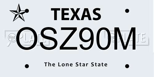 OSZ90M Texas License Plate