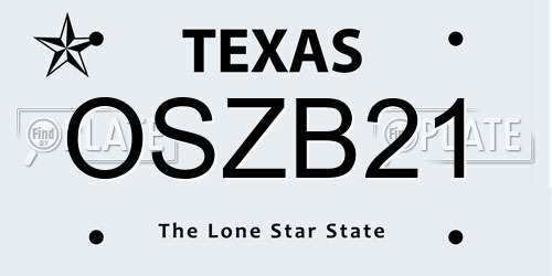 OSZB21 Texas License Plate