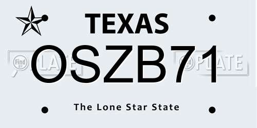 OSZB71 Texas License Plate