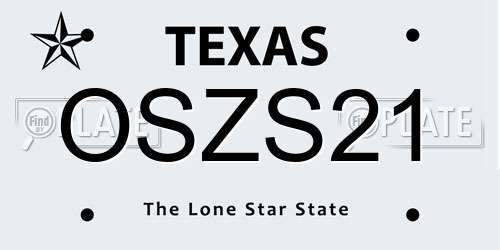 OSZS21 Texas License Plate