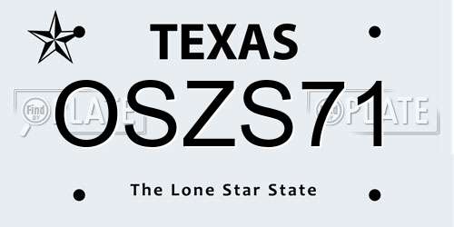 OSZS71 Texas License Plate