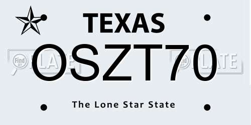 OSZT70 Texas License Plate