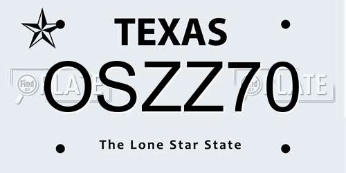 OSZZ70 Texas License Plate