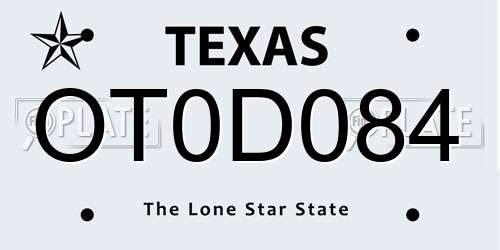 OT0D084 Texas License Plate