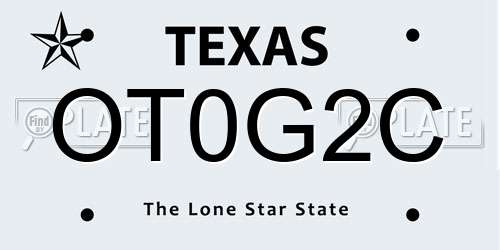 OT0G2C Texas License Plate