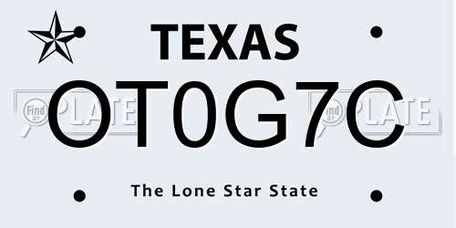 OT0G7C Texas License Plate