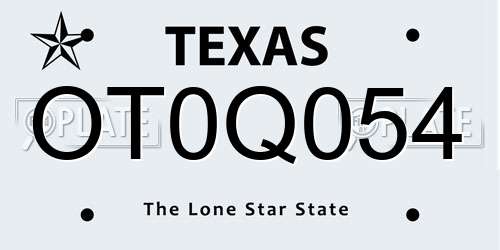 OT0Q054 Texas License Plate