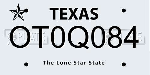 OT0Q084 Texas License Plate