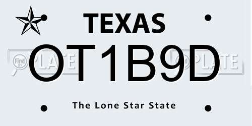 OT1B9D Texas License Plate