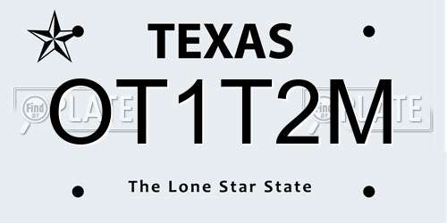 OT1T2M Texas License Plate