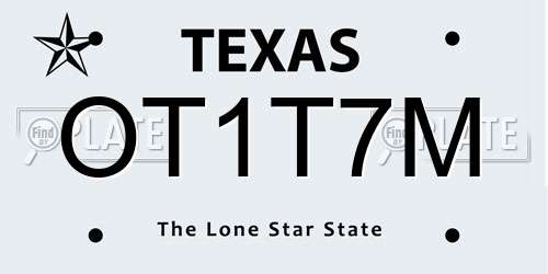 OT1T7M Texas License Plate