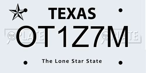 OT1Z7M Texas License Plate