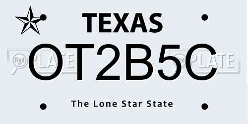 OT2B5C Texas License Plate