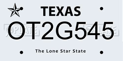 OT2G545 Texas License Plate