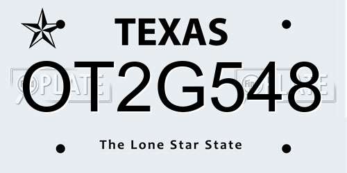 OT2G548 Texas License Plate