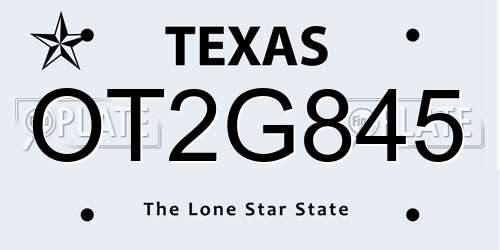 OT2G845 Texas License Plate