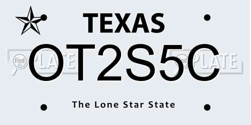 OT2S5C Texas License Plate