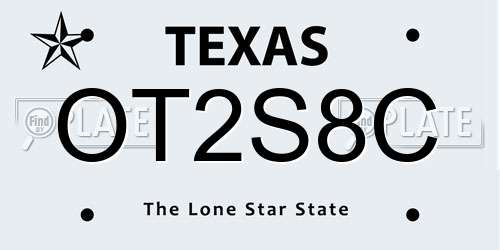 OT2S8C Texas License Plate
