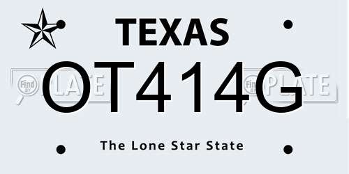 OT414G Texas License Plate
