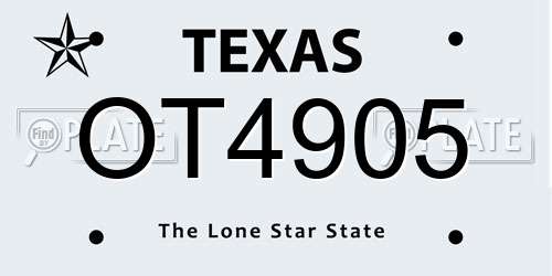 OT4905 Texas License Plate