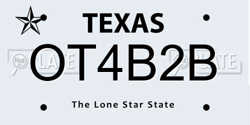 OT4B2B Texas License Plate