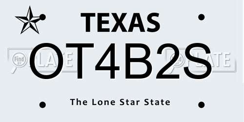 OT4B2S Texas License Plate