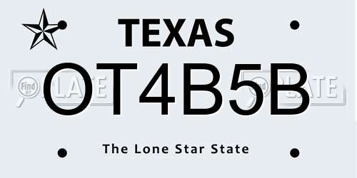 OT4B5B Texas License Plate