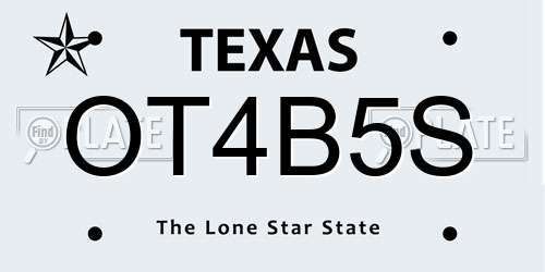 OT4B5S Texas License Plate
