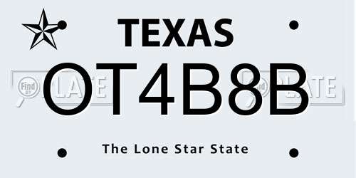 OT4B8B Texas License Plate