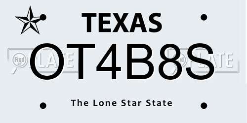 OT4B8S Texas License Plate