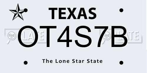 OT4S7B Texas License Plate