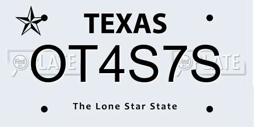 OT4S7S Texas License Plate
