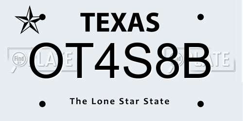 OT4S8B Texas License Plate