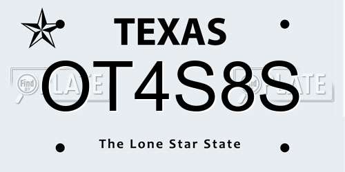OT4S8S Texas License Plate
