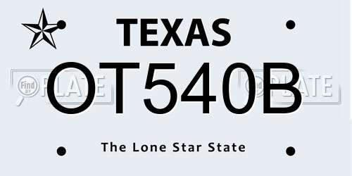 OT540B Texas License Plate