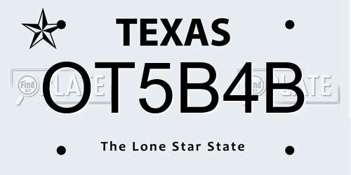 OT5B4B Texas License Plate