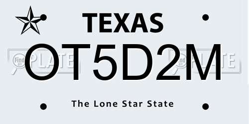 OT5D2M Texas License Plate