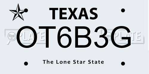 OT6B3G Texas License Plate