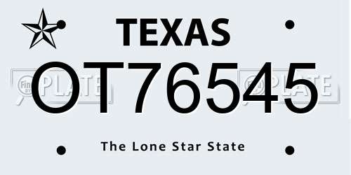 OT76545 Texas License Plate
