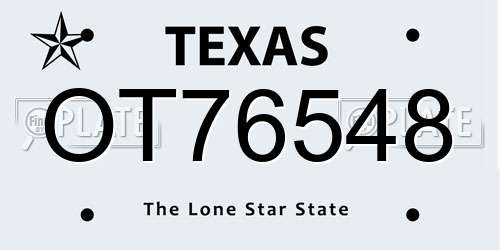OT76548 Texas License Plate