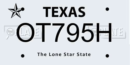 OT795H Texas License Plate