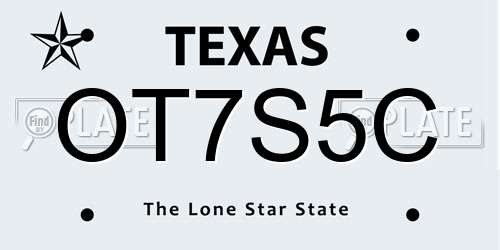 OT7S5C Texas License Plate